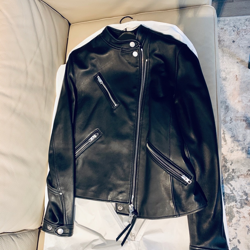 Black leather jacket Coach